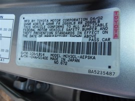 2002 TOYOTA CAMRY SE SILVER 3.0 AT Z21366